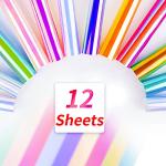 HTVRONT Holographic Vinyl - 12 Sheets 12 "x12 Holographic Permanent Vinyl for All Cutting Machine - Easy to Weed & Transfer Iridescent Craft Adhesive Vinyl Sheets