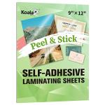 Koala Self Adhesive Laminating Sheets - 9 x 12 Inch Clear Laminate Sheets for Stickers, Photos - 5 Sheets, No Machine Needed