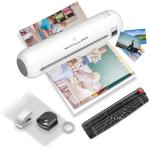 Laminator Machine 9-Inch Portable Thermal Laminater with Hot & Cold Modes, A4 Small Laminating Machine with ABS Jam-Release, 3-Min Warm-Up, 6-in-1 Photo Laminator Kit for Home and Class, White
