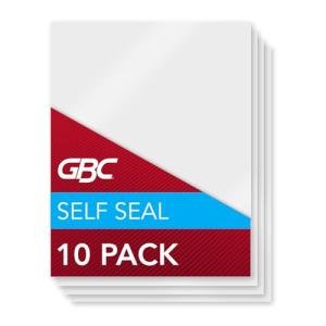 GBC Laminating Sheets, Self Adhesive Pouches, Letter Size, Glossy, 3 Mil, SelfSeal, 10 Pack (3747308)