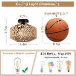 Jobtical Boho Light Fixtures Ceiling Mount,Mini Rattan Chandelier Light Fixture with Dimmable LED Bulb,Hand Woven Ceiling Light Fixtures Flush Mount for Hallway Bedroom Kitchen Entryway Living Room