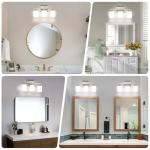 FonmYim Brushed Nickel Bathroom Light Fixtures, 3-Light Modern Vanity Light Over Mirror, Wall Sconces with Milky White Frosted Glass Shades, E26 Socket (Bulbs Not Included)