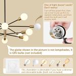 RUIYEY Modern Chandelier Ceiling Light Fixture Sputnik Chandeliers Gold and Black Farmhouse Chandelier Over Table 12-Light Height Adjustable Chandeliers for Dining Room, Living Room,Kitchen Island