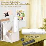 Laminator Machine 9-Inch Portable Thermal Laminater with Hot & Cold Modes, A4 Small Laminating Machine with ABS Jam-Release, 3-Min Warm-Up, 6-in-1 Photo Laminator Kit for Home and Class, White