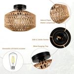Jobtical Boho Light Fixtures Ceiling Mount,Mini Rattan Chandelier Light Fixture with Dimmable LED Bulb,Hand Woven Ceiling Light Fixtures Flush Mount for Hallway Bedroom Kitchen Entryway Living Room