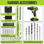 Yougfin Cordless Drill, 20V Power Drill Taladro Inalámbrico 3/8” Keyless Chuck Set with Battery and Charger Power Tool for Home Improvement with 25+1 Torque Variable Speed