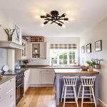 ASGYISA Semi Flush Mount Modern Ceiling Light Fixture， 6 Lights Black Vintage Matte Sputnik Chandelier Ceiling Lamp with E26 Bulb Base for Farmhouse Dining Room Living Room Bedroom Study Kitchen