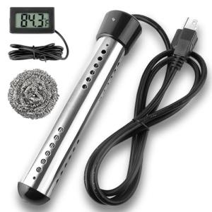 2000W Immersion Water Heater, Portable Water Heater Electric with 304 S S Guard & LCD Thermometer, Submersible Bucket Heater Heat 5 Gallons of Water in Minutes for Home Bathtub Basin