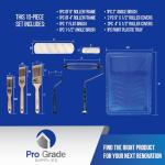 Pro Grade Paint Roller Kit, Brush & Roller,10 Piece Set, Wall Painting Naps for Professionals & Homeowners - All Paints & Stains, Washable, Reusable, Easy to Clean, Superior Absorbency.