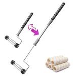 PinStone 6pcs House Paint Roller Kit, 9 inch Extendable Roller Frame with 5 Microfiber Roller Covers 1/2" Nap, Adjustable Painting Roller (18" - 36") for Walls, Ceilings, Floor, Home Painting Supplies