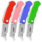 4 Pack Box Cutter, Folding Utility Knife, Razor Knife Heavy Duty, Box Cutters Utility Knives, Box Opener for Home, DIY Projects, Crafting, Package, Hand Tools & Navajas para Trabajo, Tube Cutters