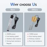 BSEED Immersion Water Heater Electric, 2000W Fast Heating Portable Water Heater with 304 Stainless Steel Guard & Digital LCD Thermometer, Heats 5 Gallons in Minutes for Camping, Bath & Small Pool