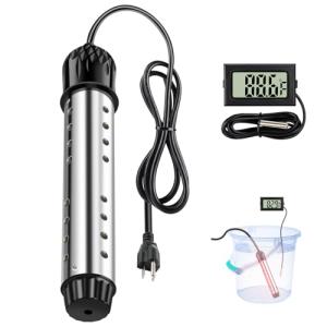 Portable Water Heater 2000W, Pool Heater - Immersion Heater with Digital Thermometer, Upgraded Magnesium Oxide Heating for Fast Heating, for Small Pools, Bathtubs, Buckets, Tanks