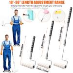 PinStone 6pcs House Paint Roller Kit, 9 inch Extendable Roller Frame with 5 Microfiber Roller Covers 1/2" Nap, Adjustable Painting Roller (18" - 36") for Walls, Ceilings, Floor, Home Painting Supplies