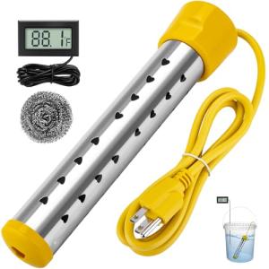 Bebaigowna Portable Water Heaters, 1500W Immersion Water Heater Electric with Digital LCD Thermometer, Bucket Heater with 304 SS Guard Fast Heating in Minutes Suitable for Bucket Bathtubs and Basin