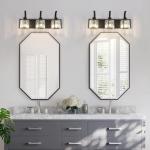XIAOJU Modern Crystal 3 Light Black Bathroom Vanity Light Wall Light Fixtures with Clear Shades Vanity Lighting Fixtures Over Mirror for Bathroom (Bulbs Not Included)
