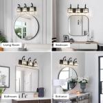XIAOJU Modern Crystal 3 Light Black Bathroom Vanity Light Wall Light Fixtures with Clear Shades Vanity Lighting Fixtures Over Mirror for Bathroom (Bulbs Not Included)