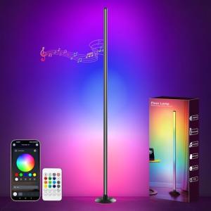 NBBUFF Led Corner Floor Lamp USB Powered with App & Remote Control, Color Changing Led Lamp Music Sync IC+RGBW, Timer, 64+ Music Modes, Standing Lamps for Living Room Lamp Bedroom Gaming Room, 1 Pack