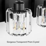 XIAOJU Modern Crystal 3 Light Black Bathroom Vanity Light Wall Light Fixtures with Clear Shades Vanity Lighting Fixtures Over Mirror for Bathroom (Bulbs Not Included)