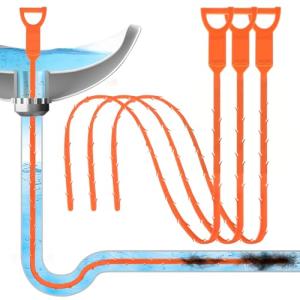 Forlivese 3 Pack 25 Inch Drain Snake,Drain Clog Remover,Sink Snake for Sewer Kitchen Sink Bathroom Tub Toilet Clogged Drains Relief Cleaning Tool