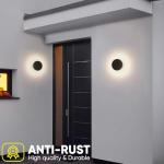 Aoceley LED Wall Light Indoor Outdoor Modern Sconce Black Modern Outdoor Wall Lights Aluminum Waterproof Black Wall Mount Lights LED Light Warm White 3000K (Round)