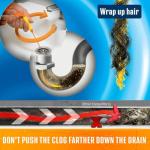 Flexisnake Drain Weasel Hair Clog Remover Kit – Plumbing Snake Auger for Cleaning Shower, Bath Tub, Bathroom Drains with Rotating Handle and 5 Disposable Wands, Made in USA