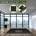 ProsourceFit Puzzle Exercise Mat ½ in, EVA Interlocking Foam Floor Tiles for Home Gym, Water-Resistant Mats Workout Equipment, Floor Padding for Kids, Black, 24 in x 24 in x ½ in, 48 Sq Ft - 12 Tiles