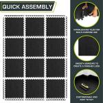 ProsourceFit Puzzle Exercise Mat ½ in, EVA Interlocking Foam Floor Tiles for Home Gym, Water-Resistant Mats Workout Equipment, Floor Padding for Kids, Black, 24 in x 24 in x ½ in, 48 Sq Ft - 12 Tiles