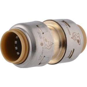 SharkBite Max 1/2 Inch Coupling, Push to Connect Brass Plumbing Fitting, PEX Pipe, Copper, CPVC, PE-RT, HDPE, UR008A