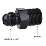 EVIL ENERGY 6AN Male Flare to 3/8" NPT Pipe Fitting Adapter Aluminum Straight Black 2PCS