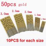 100/50Pcs Titanium Coated Drill Bits HSS High Speed Steel Set Tool Quality Power Tools 1/1.5/2/2.5/3mm