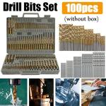 100/50Pcs Titanium Coated Drill Bits HSS High Speed Steel Set Tool Quality Power Tools 1/1.5/2/2.5/3mm
