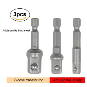 3PC natural hexagonal handle extension rod 50mm adapter 1/2 screwdriver 3/8 square head 1/4 socket power tool accessories