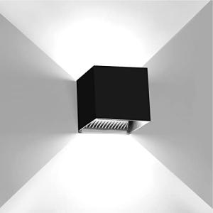 Kawell 24W Modern LED Wall Sconce Adjustable Beam Angle Waterproof IP65 Aluminum Wall Light Indoor Outdoor for Bathroom Living Room Bedroom Hallway Corridor Stairs, Black 6000K
