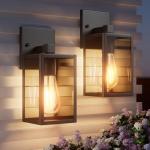 Outdoor Light Fixtures Wall Mount, Waterproof Front Porch Lights, Modern Exterior Lighting Fixtures with E26 Socket, Black Wall Sconces Lantern Lamp, Outside Lights for House, Garage, Patio (2 Pack）