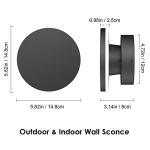 Aoceley LED Wall Light Indoor Outdoor Modern Sconce Black Modern Outdoor Wall Lights Aluminum Waterproof Black Wall Mount Lights LED Light Warm White 3000K (Round)