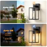 FOLKSMATE 2 Pack Dusk to Dawn Outdoor Wall Light Fixtures, Exterior Porch Light, Waterproof Wall Sconces Lanterns, Sensor Lighting Wall Mount for House Doorway Garage, Black