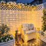 JMEXSUSS 300 LED Remote Control Curtain Lights, Plug in Fairy Curtain Lights Outdoor, Window Wall Hanging String Lights for Bedroom Indoor Dorm Backdrop Wedding Party Patio Christmas Decor, Warm White