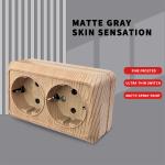 Wood Paint Wall Surface 2 Sockets Plugs EU Exterior Electrical Outlets With Ground Outdoor Power Socket Flame Retardant Plastic