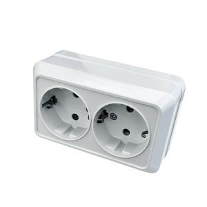 WESA White Wall Surface 2 Sockets Plugs EU Exterior Electrical Outlets With Ground Power Socket Flame Retardant Paint Plastic