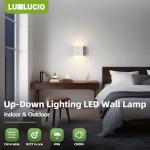 LUXLUCIO 2 Pack Indoor Outdoor White Up and Down LED Wall Light, Modern Bedroom/Porch Wall Lamp, IP65 Waterproof, 5%-100% Dimmable 18W 1620lm, 5CCT (2700K-5000K), CRI90+, 120V-277V
