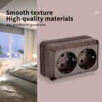 Wooden Paint Wall Surface 2 Socket Plug EU Exterior Electrical Outlets With Ground Outdoor Power Socket Flame Retardant Plastic