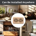 Wood Paint Wall Surface 2 Sockets Plugs EU Exterior Electrical Outlets With Ground Outdoor Power Socket Flame Retardant Plastic