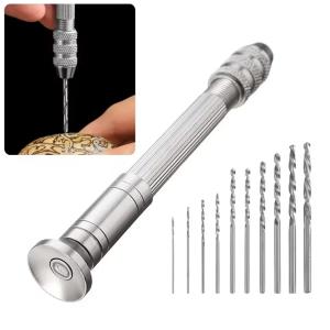 0.8-3.0mm Mini Hand Drill Woodworking Tools Drilling Rotary Tool Manual Twist Drill Bit Watchmaker Pin Vice Watch Repair Tools