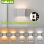 LUXLUCIO 2 Pack Indoor Outdoor White Up and Down LED Wall Light, Modern Bedroom/Porch Wall Lamp, IP65 Waterproof, 5%-100% Dimmable 18W 1620lm, 5CCT (2700K-5000K), CRI90+, 120V-277V