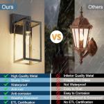 Kalium Porch Lights Outdoor Wall Light Fixture 2pcs, Matte Black, Wall Sconce 12.4 in, Toughened Frame, Clear Glass Shade, Waterproof Lanterns, for Patio, Exterior, Front, Door, Entryway