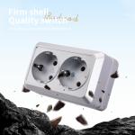 WESA Silvery Wall Surface 2 Sockets Plugs EU Exterior Electrical Outlets With Ground Outdoor Power Socket Flame Retardant Paint