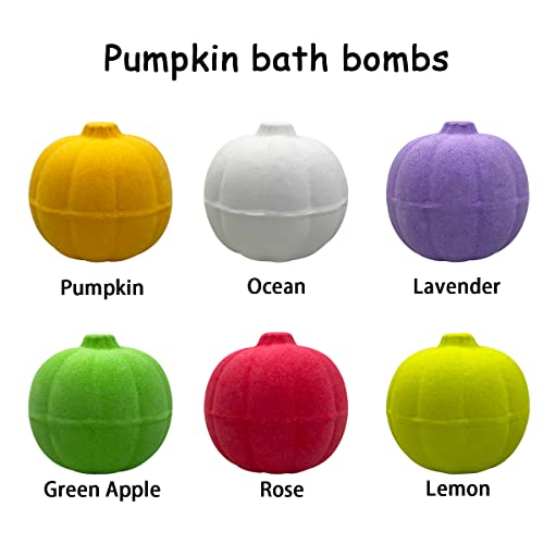 6 Pack Halloween Pumpkin Bath Bombs with Squishy Toys