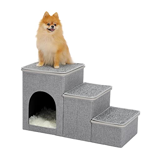 Portable Dog Steps with Storage Box, 3-Step