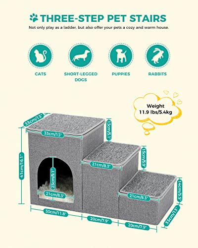 Portable Dog Steps with Storage Box, 3-Step